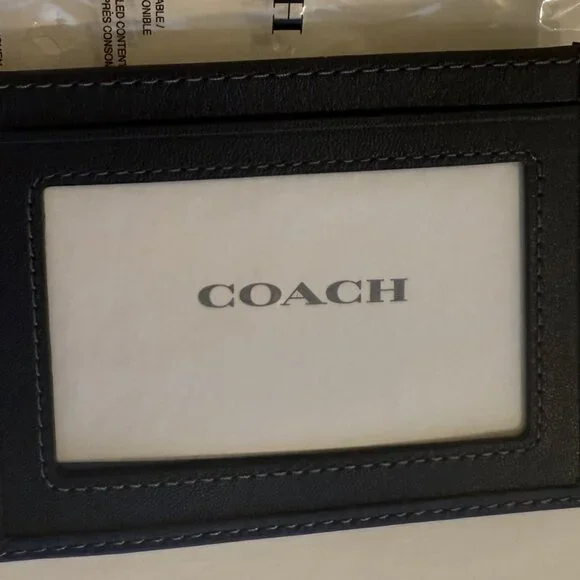 Coach Black Leather Signature C Denim SLIM ID Card Case Wallet CAJ47 - Picture 6 of 15